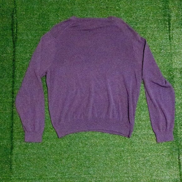 VINTAGE POLO RALPH LAUREN MENS V NECK SWEATER PURPLE GREEN HORSE COTTON SZ XXL - Picture 2 of 6